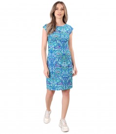 Elastic jersey dress printed with floral motifs