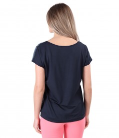 Blouse with viscose front printed with paisley motifs