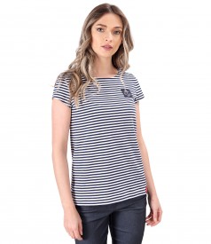 Striped elastic jersey blouse