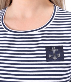 Long dress in elastic striped jersey