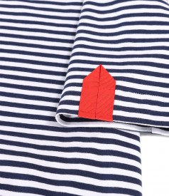 Long dress in elastic striped jersey