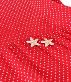 Midi dress with ruffles made of viscose printed with dots