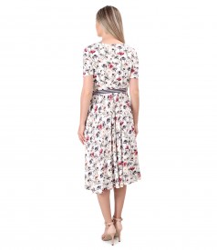 Midi dress made of elastic jersey printed with floral motifs