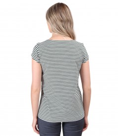 Striped elastic jersey blouse