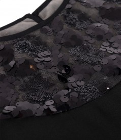 Midi dress with sequin lace front