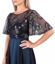Long dress with sequin embroidery