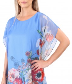 Butterfly veil dress printed with floral motifs