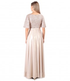 Long dress with bust with sequins