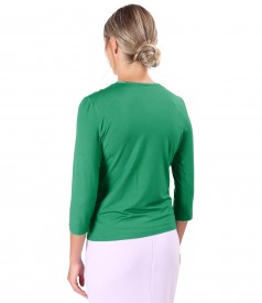 Jersey blouse tied with rips cord