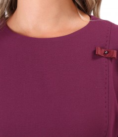 Flared office dress with decorative stitching