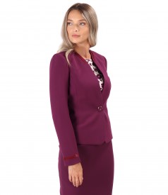 Elastic fabric jacket with trimmings at the ends