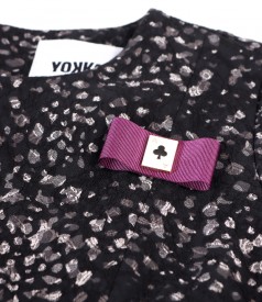 Flared office dress with bow at the decolletage