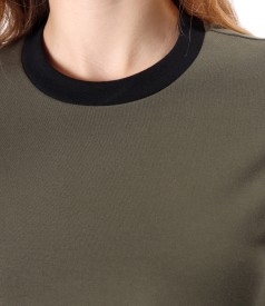Elastic cotton sweatshirt dress with front pocket