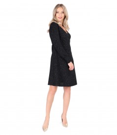 Flared dress made of elastic fabric with glitter