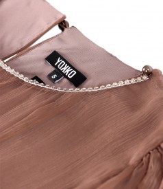 Natural silk veil evening dress