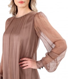 Natural silk veil evening dress