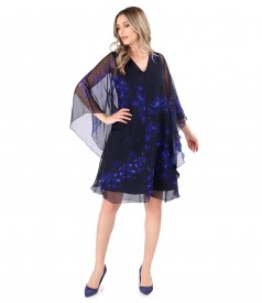 Butterfly dress made of printed veil with floral motifs