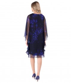 Butterfly dress made of printed veil with floral motifs