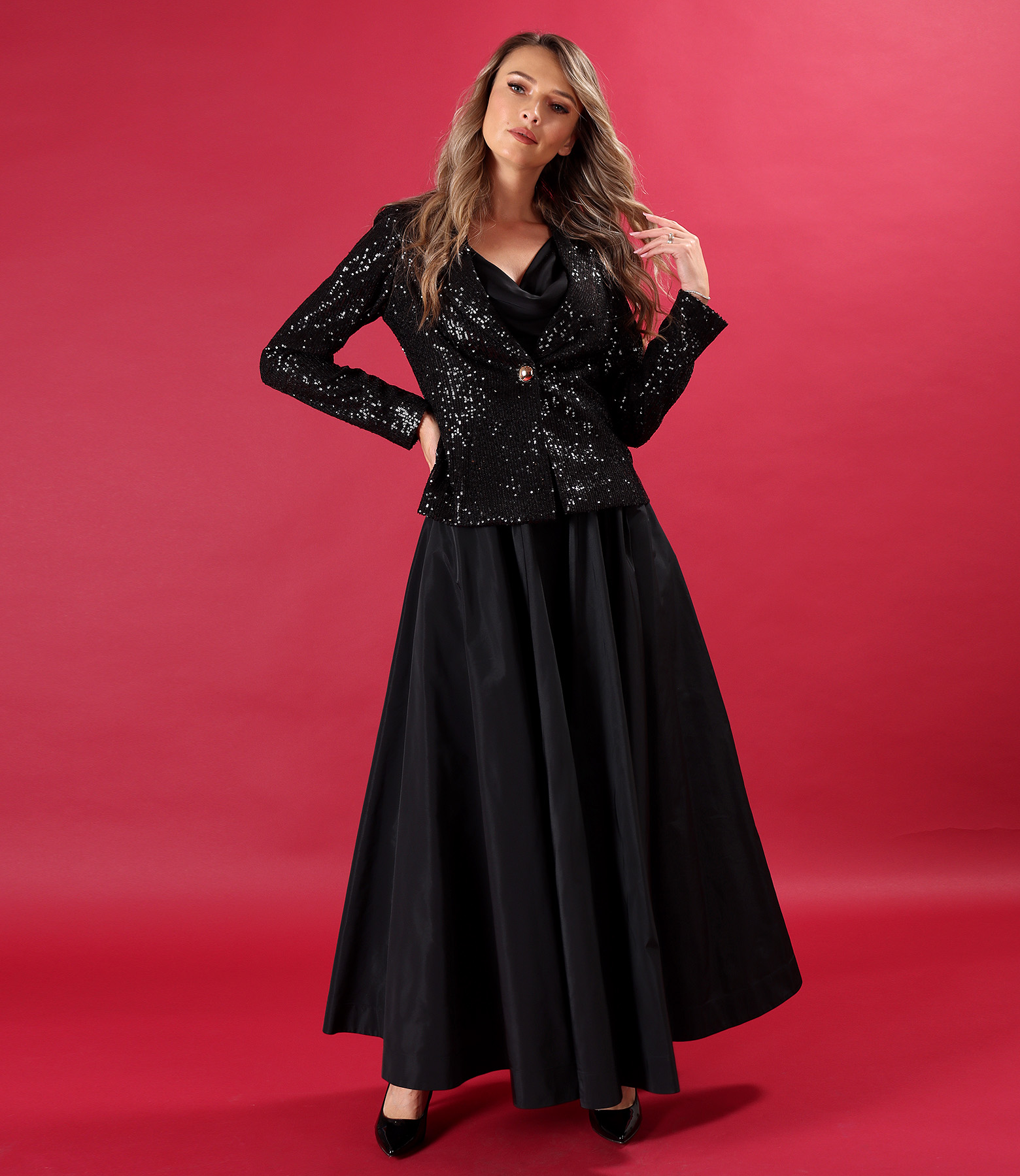 Elegant black sequin jacket