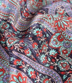 Natural silk dress printed with paisley motifs