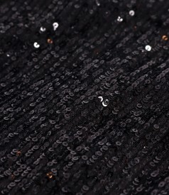 Long evening skirt in black metallic sequins