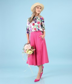 Semi flared dress made of tencel with cotton