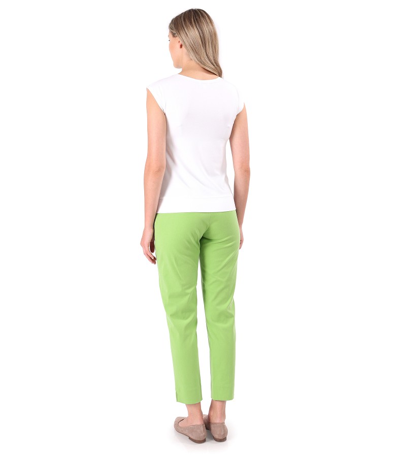 Ankle pants made of tencel and cotton with elastic jersey blouse