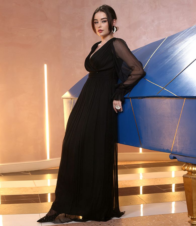 Long dress made of natural silk voile