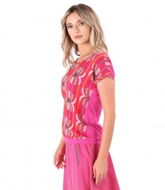 Blouse with veil front digitally printed