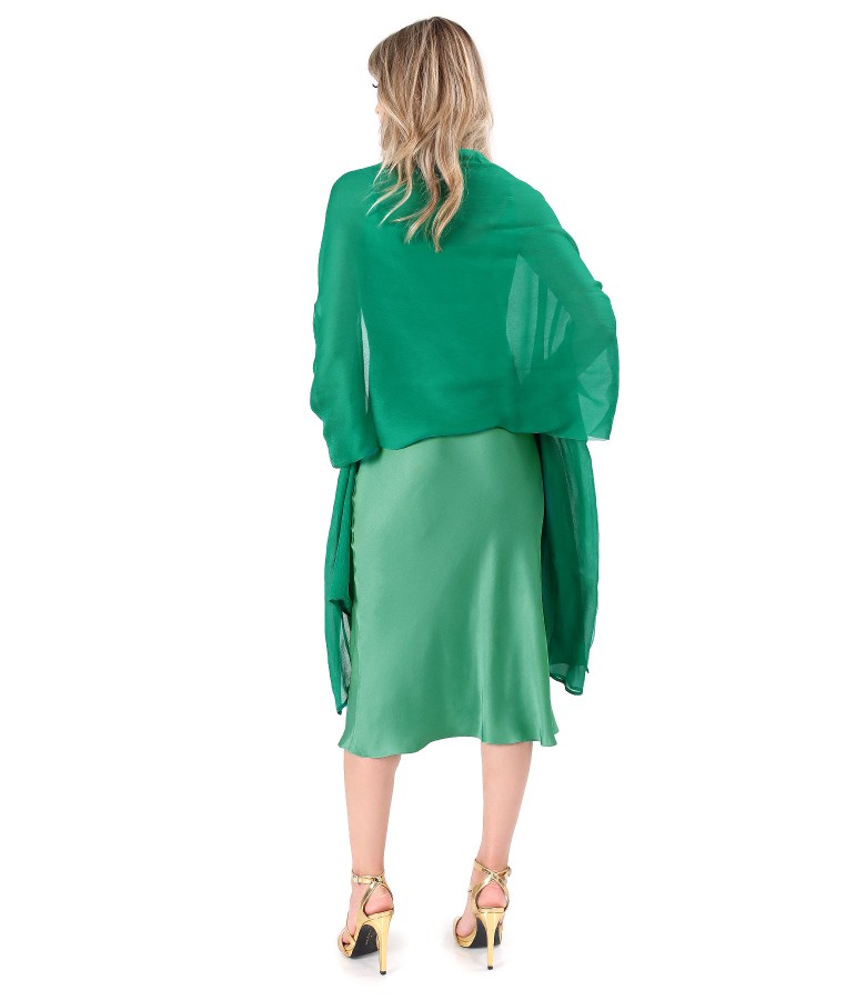 Dress with silk veil shawl