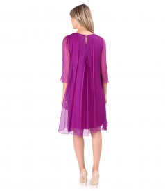 Silk dress with crystals inserts on decolletage