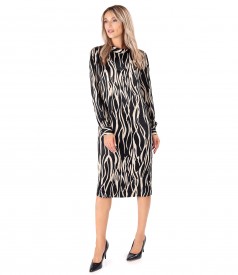 Midi dress made of viscose satin with animal print