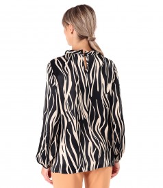 Viscose satin blouse with animal print