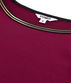 Elegant elastic jersey blouse with 3/4 sleeves