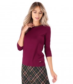 Elegant elastic jersey blouse with 3/4 sleeves