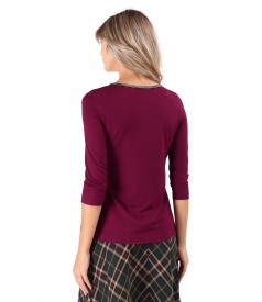 Elegant elastic jersey blouse with 3/4 sleeves