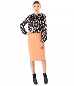 Viscose satin blouse with animal print