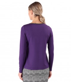 Elastic jersey blouse with long sleeves