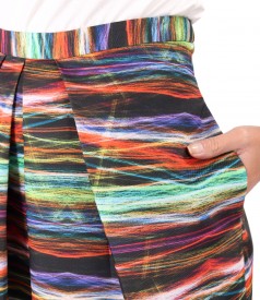 Midi skirt in ribbed fabric with a satin effect