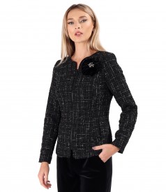 Elegant jacket made of curls with cotton and metallic thread