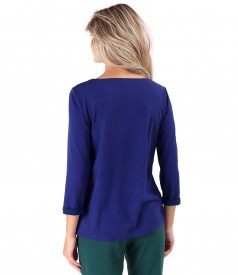 Fine elastic jersey blouse with 3/4 sleeves