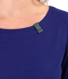 Fine elastic jersey blouse with 3/4 sleeves