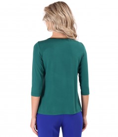 Elegant elastic jersey blouse with 3/4 sleeves