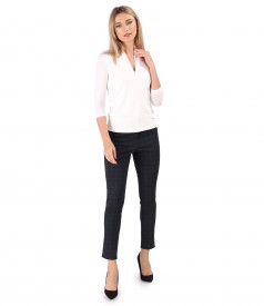 Ankle pants made of thick checkered fabric