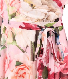 Soft voile dress printed with floral motifs