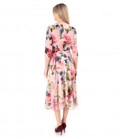 Soft voile dress printed with floral motifs