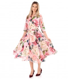 Soft voile dress printed with floral motifs