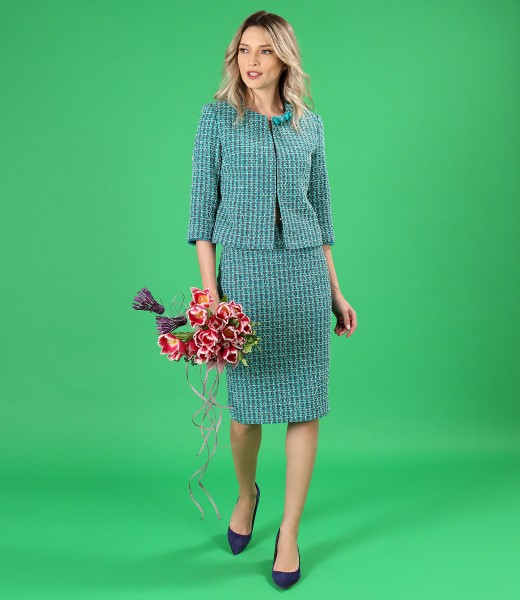 Womens office suit with jacket and skirt made of cotton curls