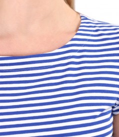 Elastic cotton blouse printed with stripes