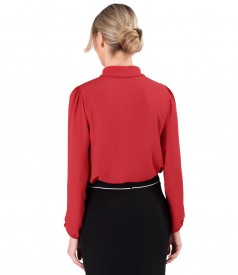 Blouse with long sleeves and scarf collar